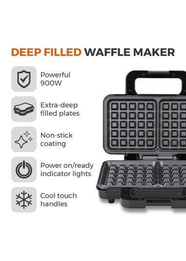 Tower Stainless Steel Deep Fill Waffle Maker (900W)