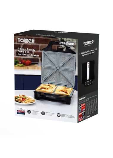 Tower Black Cerastone 4 Slice Deep Fill Sandwich Maker