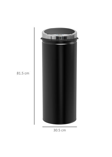 HOMCOM Black Kitchen Waste Bin (30.5cm x 30.5cm x 81.5cm 50L)