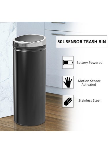 HOMCOM Black Kitchen Waste Bin (30.5cm x 30.5cm x 81.5cm 50L)