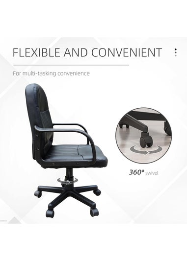 HOMCOM Black PU Leather Swivel Office Chair (59.5cm x 60cm x 104cm)