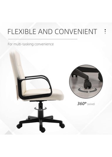 HOMCOM Cream PU Leather Swivel Office Chair (59.5cm x 60cm x 104cm)