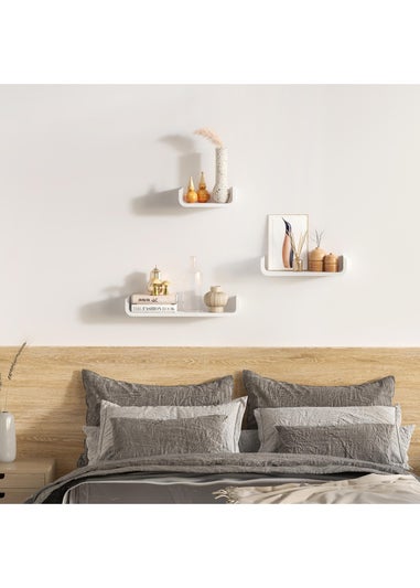 HOMCOM White U Shaped Shelf Set (60cm x 15cm x 10cm)