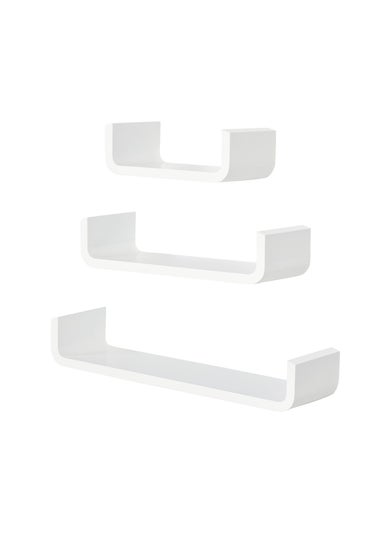 HOMCOM White U Shaped Shelf Set (60cm x 15cm x 10cm)