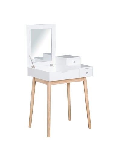 HOMCOM White Dressing Table 2 Drawers (60cm x 50cm x 85.5cm)