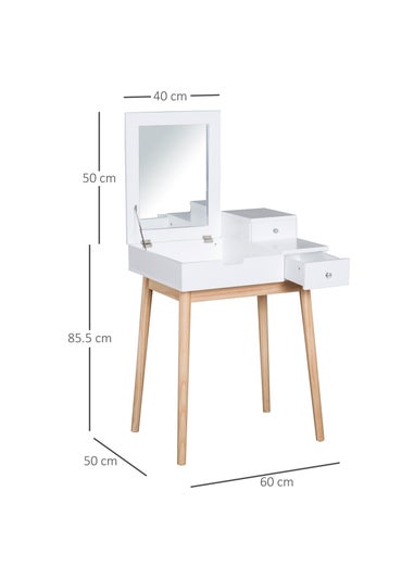 HOMCOM White Dressing Table 2 Drawers (60cm x 50cm x 85.5cm)