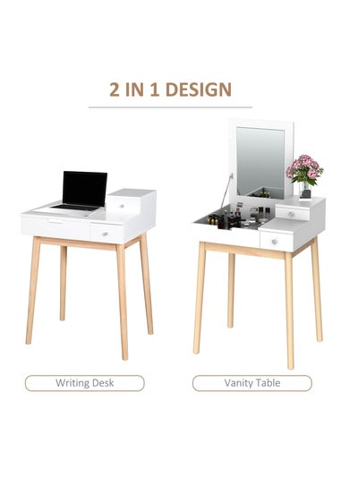 HOMCOM White Dressing Table 2 Drawers (60cm x 50cm x 85.5cm)