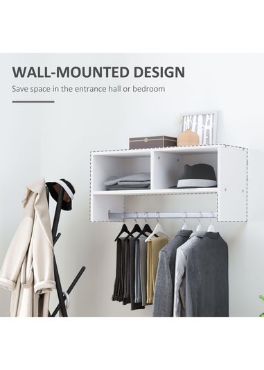 HOMCOM White Wall Mounted Storage (72cm x 29cm x 35cm)