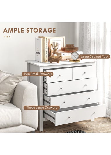 HOMCOM White Modern Chest Of Drawers (79cm x 39.5cm x 80.5cm)