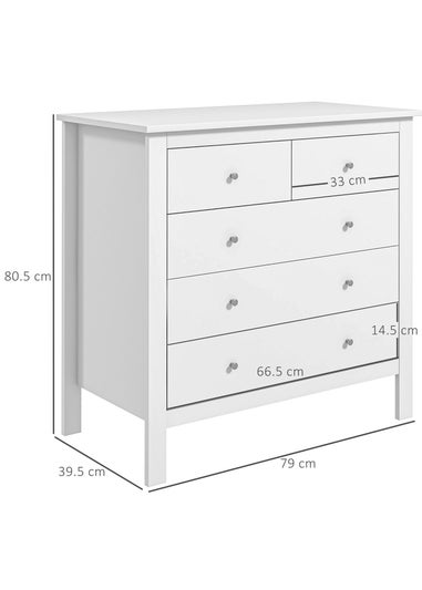 HOMCOM White Modern Chest Of Drawers (79cm x 39.5cm x 80.5cm)