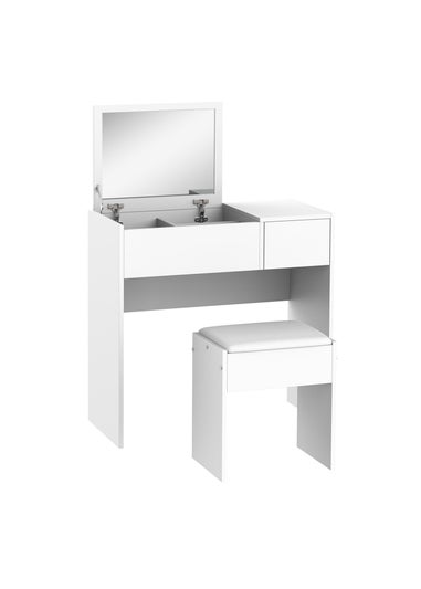 HOMCOM White Dressing Table Set with Flip-up Mirror (80cm x 40cm x 79cm)