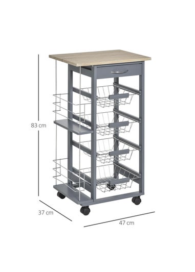 HOMCOM Grey Multi-Use Kitchen Island (47cm x 37cm x 83cm)