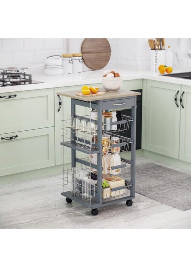 HOMCOM Grey Multi-Use Kitchen Island (47cm x 37cm x 83cm)