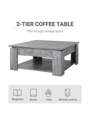 HOMCOM Grey 2 Tier Coffee Table (80cm x 80cm x 36cm)