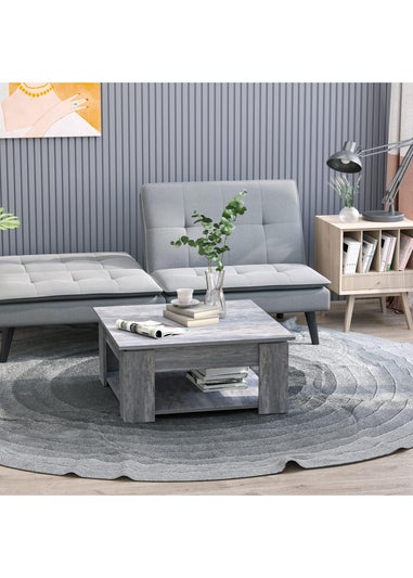 HOMCOM Grey 2 Tier Coffee Table (80cm x 80cm x 36cm)