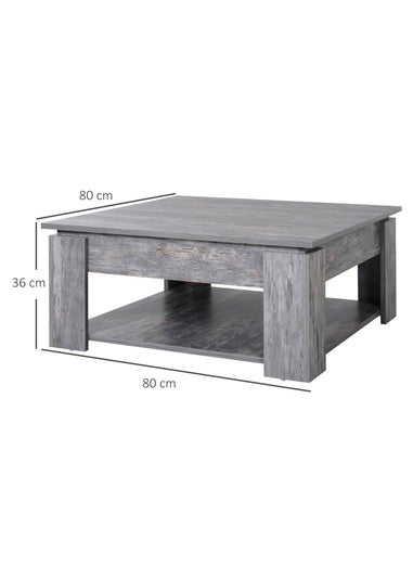 HOMCOM Grey 2 Tier Coffee Table (80cm x 80cm x 36cm)