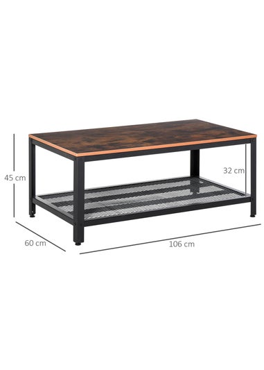 HOMCOM Black 2-Tier Wooden Coffee Table (106cm x 60cm x 45cm)