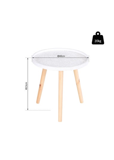 HOMCOM White Round Coffee Table W/ Wood Legs (40cm x 40cm x 40.5cm)