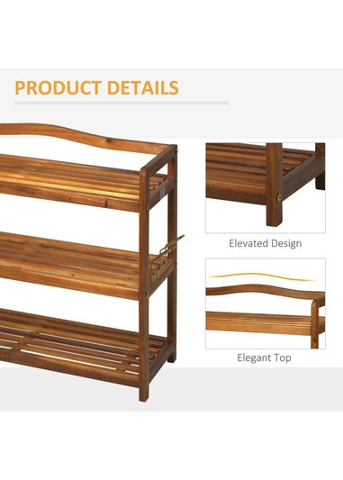 HOMCOM Natural 3-Tier Shoe Rack (74cm x 26cm x 62cm)