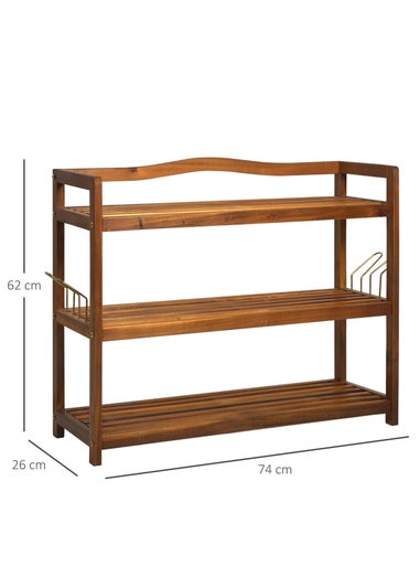 HOMCOM Natural 3-Tier Shoe Rack (74cm x 26cm x 62cm)