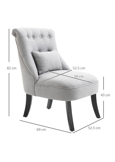 HOMCOM Grey Fabric Single Sofa Armchair (52.5cm x 69cm x 82cm)