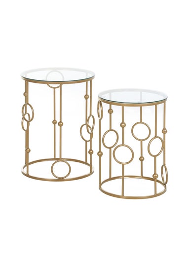 HOMCOM Gold Nesting Coffee Table Set of 2 (41cm x 41cm x 57cm)