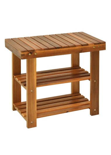 HOMCOM Natural 3-tier Shoe Rack Bench (50cm x 28cm x 45cm)