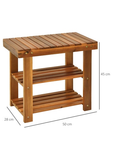 HOMCOM Natural 3-tier Shoe Rack Bench (50cm x 28cm x 45cm)