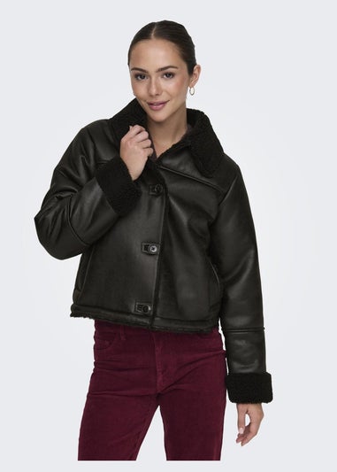 JDY Chocolate Brown Shearling Jacket