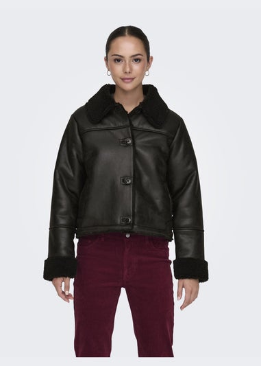 JDY Chocolate Brown Shearling Jacket