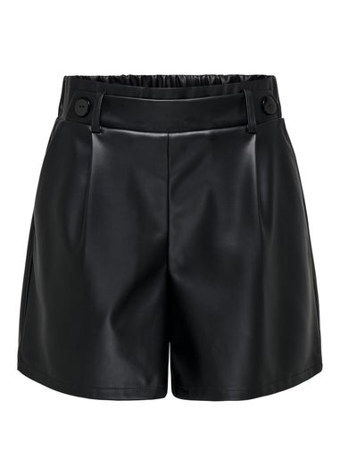 JDY Black Leather Look Shorts