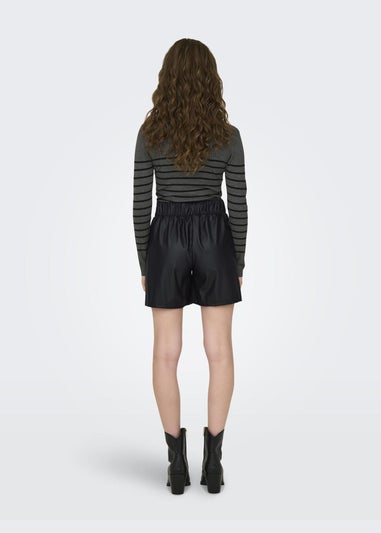 JDY Black Leather Look Shorts