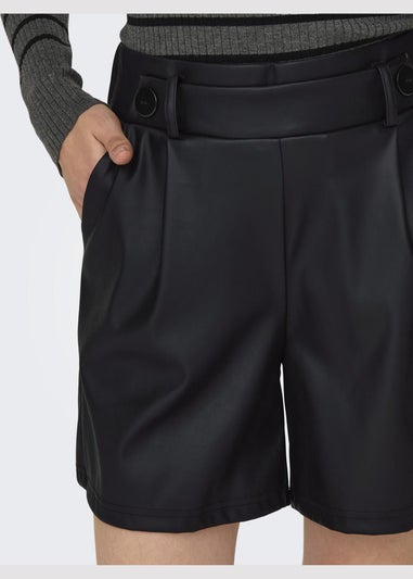 JDY Black Leather Look Shorts