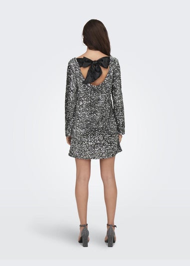 JDY Silver Sequin Bow Dress