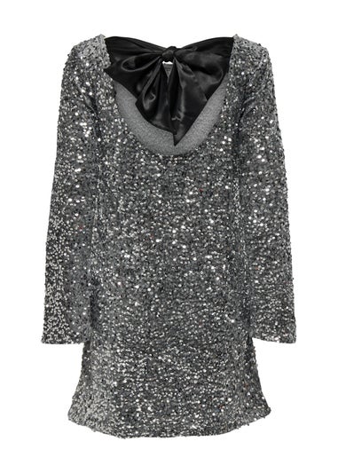 JDY Silver Sequin Bow Dress