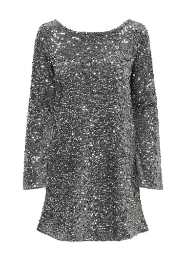 JDY Silver Sequin Bow Dress