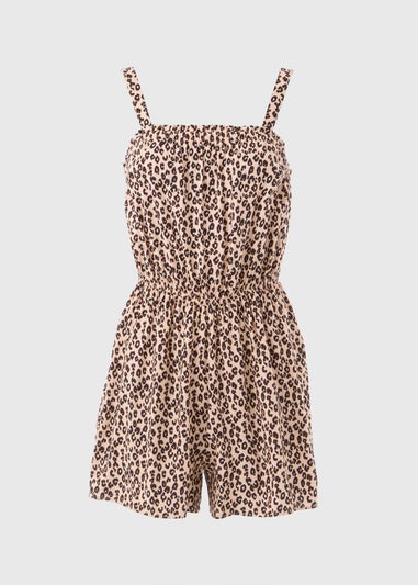 Brown Leopard Print Playsuit