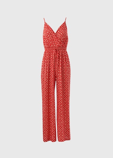 Red Aztec Pattern Jumpsuit