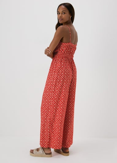 Red Aztec Pattern Jumpsuit