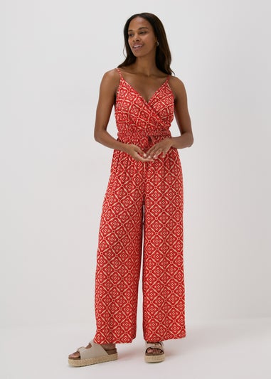 Red Aztec Pattern Jumpsuit