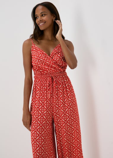 Red Aztec Pattern Jumpsuit