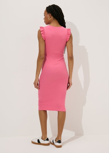 Pink Heavyweight Ribbed Midi Dress