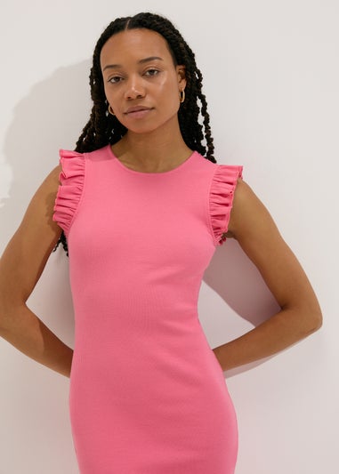 Pink Heavyweight Ribbed Midi Dress