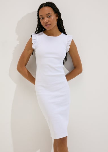 White Ribbed Midi Dress