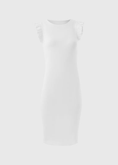 White Ribbed Midi Dress