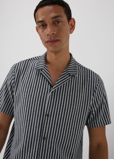 Black Stripe Textured Polo Shirt