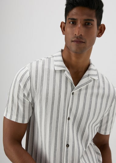 Ecru Stripe Textured Shirt