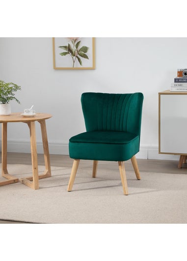 HOMCOM Green Velvet Accent Chair Occasional Tub (57cm x 68cm x 76cm)