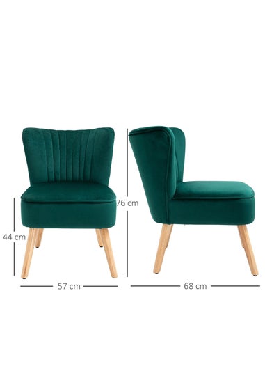 HOMCOM Green Velvet Accent Chair Occasional Tub (57cm x 68cm x 76cm)