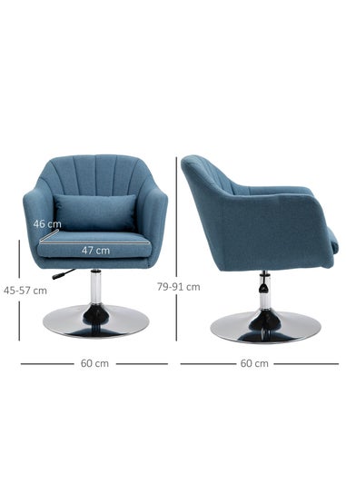 HOMCOM Blue Stylish Retro Linen Swivel Tub Chair (60cm x 60cm x 91cm)